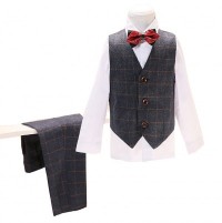 SKCST016 custom plaid children's suit style plaid suit flower girl dress children's suit factory detail view-7